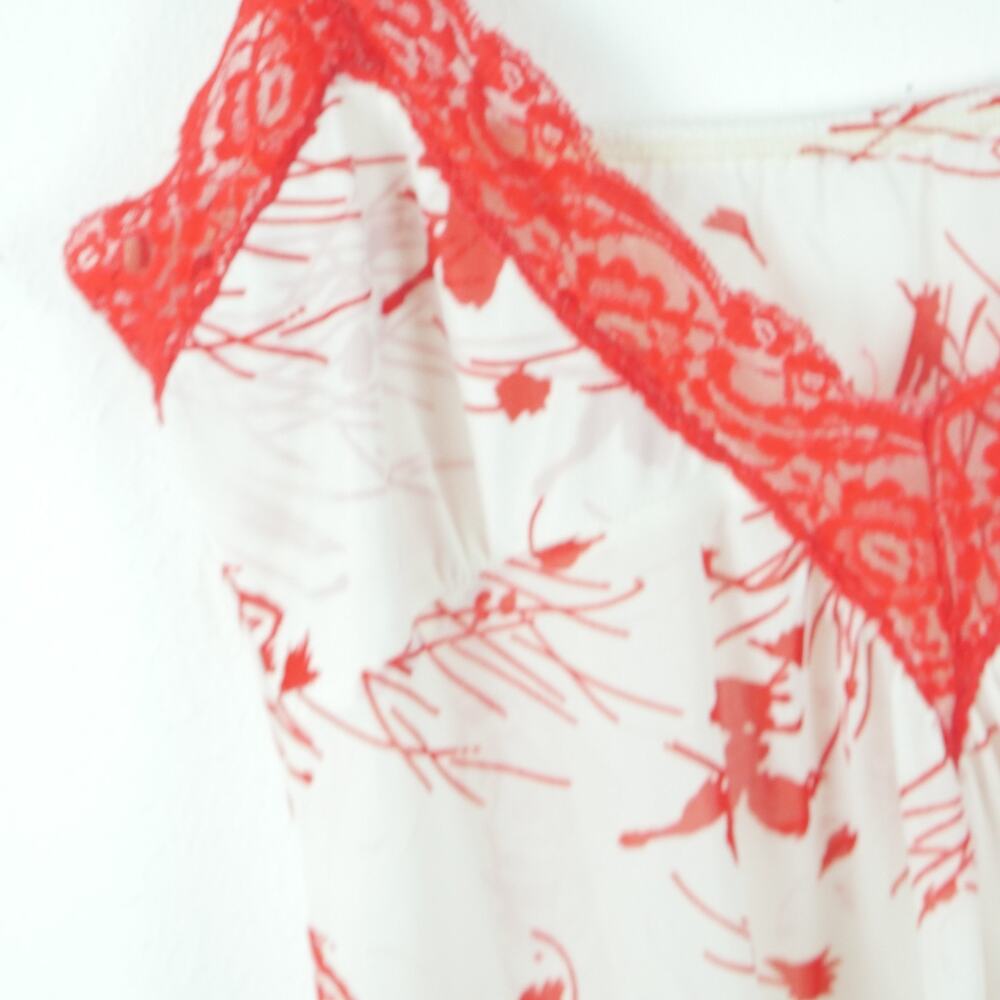 Vintage‎ S Nightgown Slipdress Coquette Feminine Dainty Red Lace Floral 70s Glam - Picture 4 of 9
